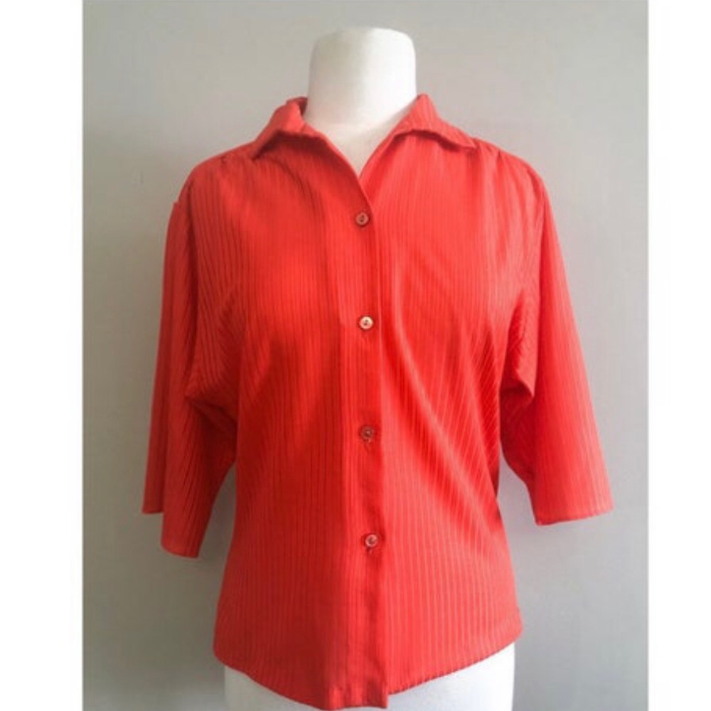 Vintage 60’s Tangerine 3 Quarter Sleeve Blouse